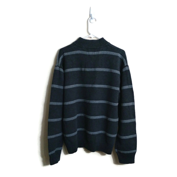 Pierre Cardin Tricot 1/4 Zip Gray Stripe Pullover Mock Neck Sweater Sz XXL - Picture 2 of 3